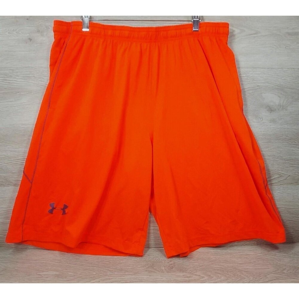Under Armour Vintage Men Athletic Heat Gear Shorts Orange 2XL Swim Sport Pants